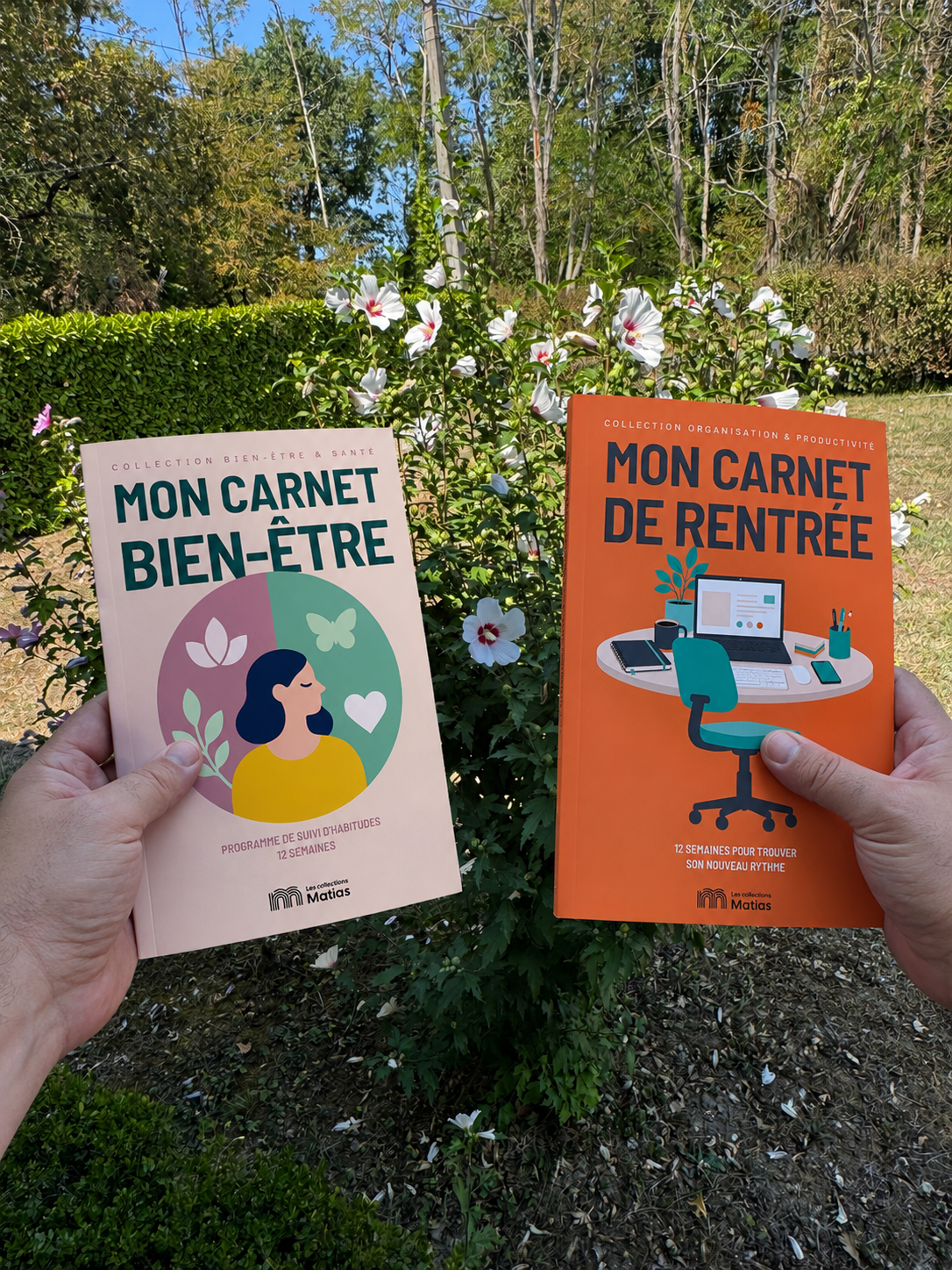 Les carnets Bien-être et de Rentrée des Collections Matias, tenus en extérieur